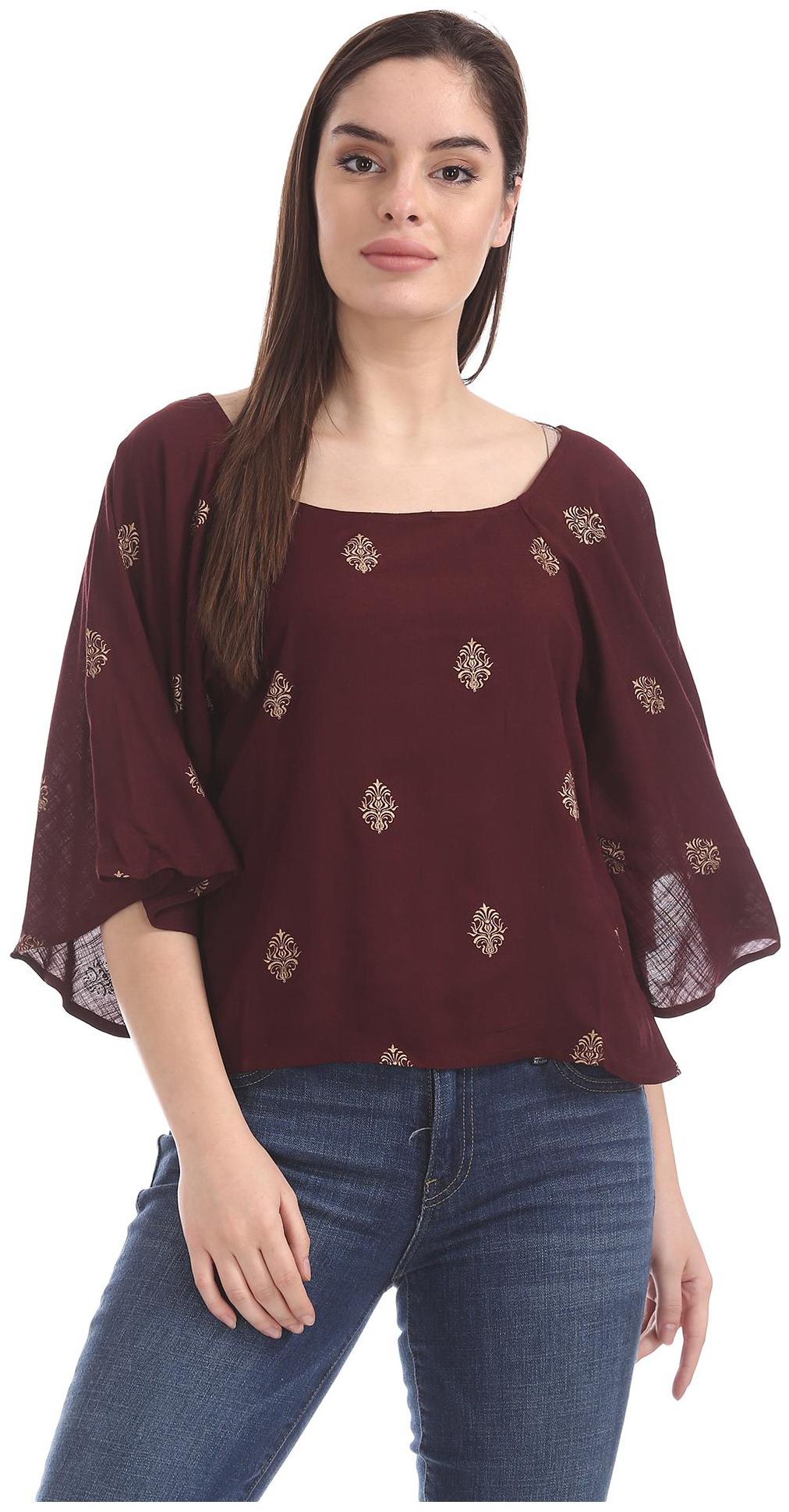

Bronz Women Printed Regular top - Brown