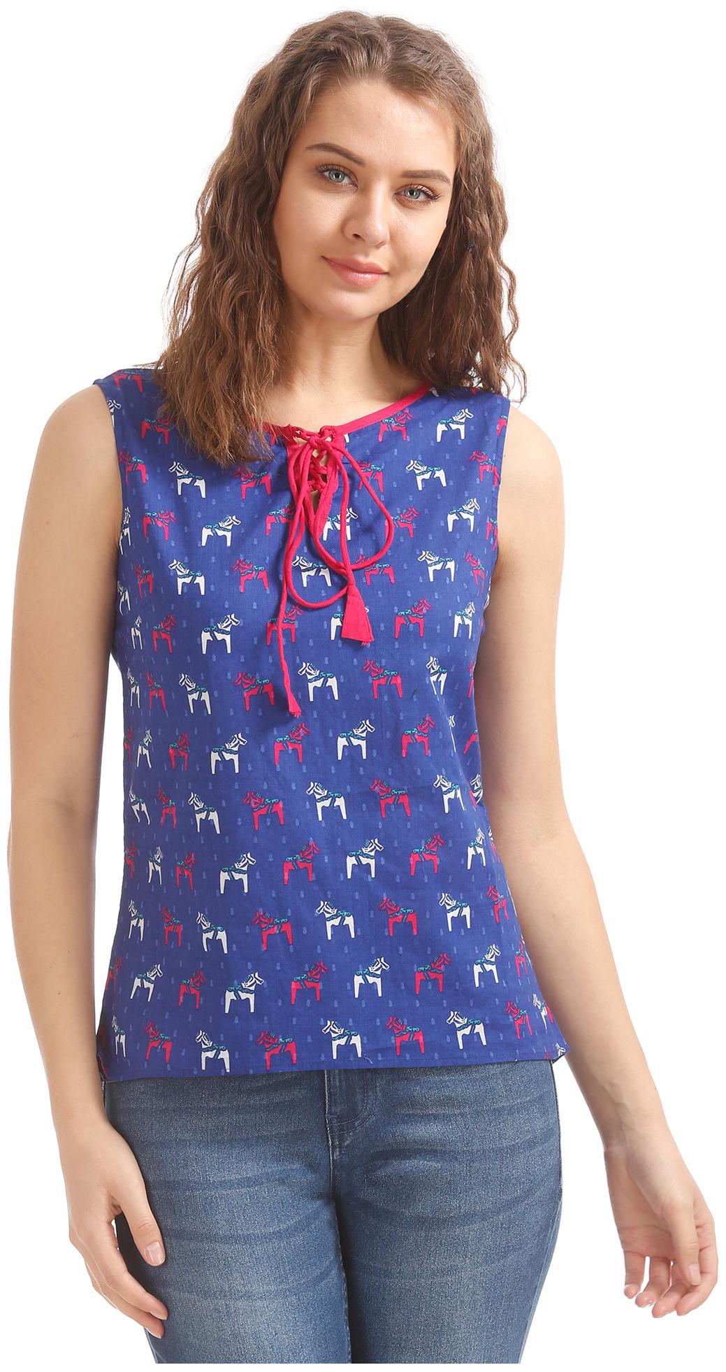 

Bronz Women Printed Regular top - Blue