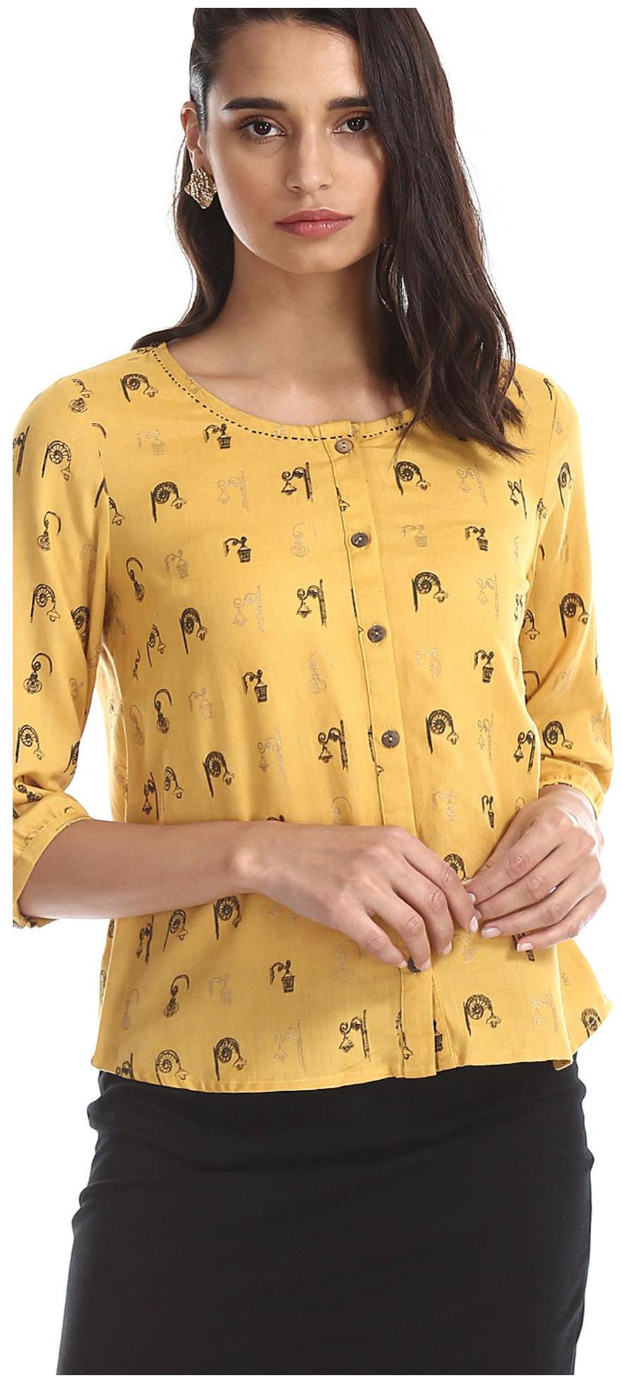 

Bronz Women Printed Regular top - Yellow