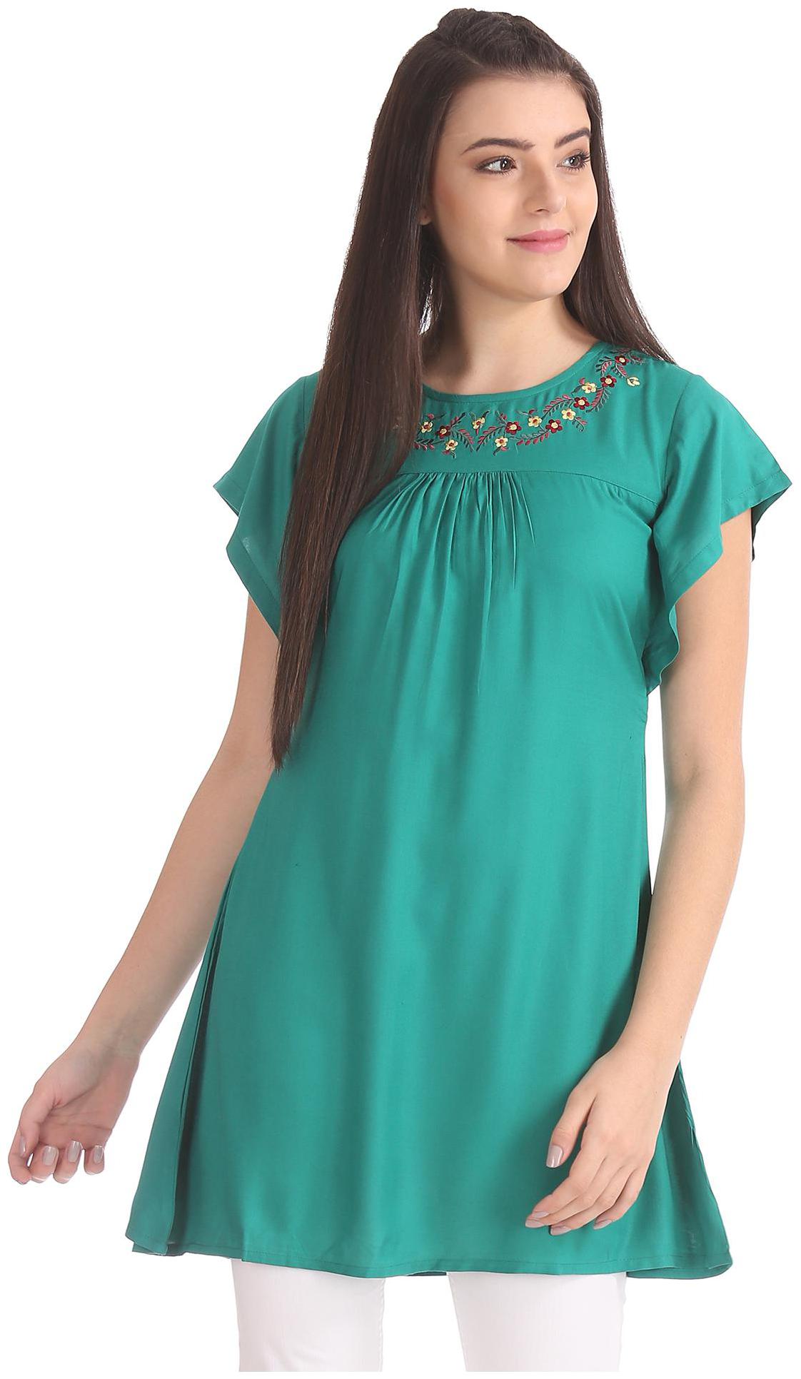 

Bronz Women Embroidered Regular tunic - Green