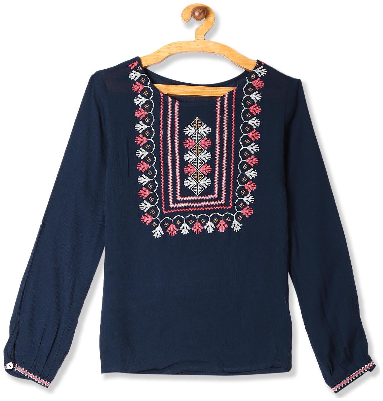 

Bronz Women Embroidered Regular top - Blue