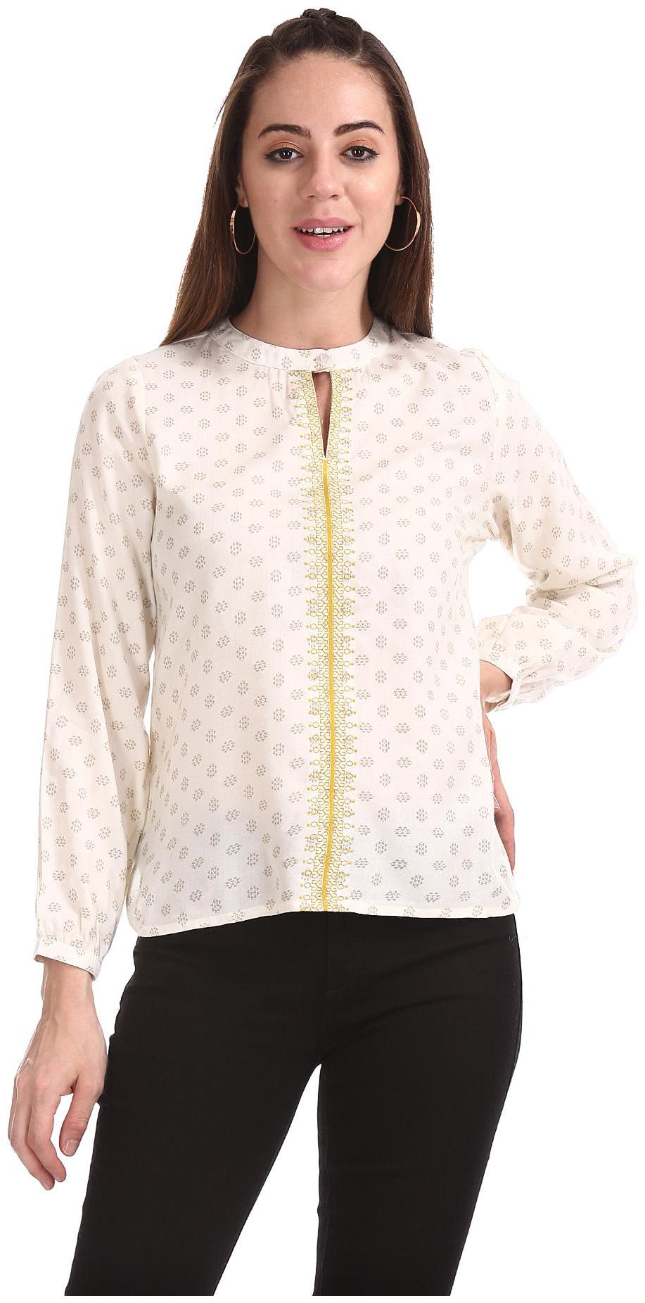 

Bronz Women Printed Regular top - White
