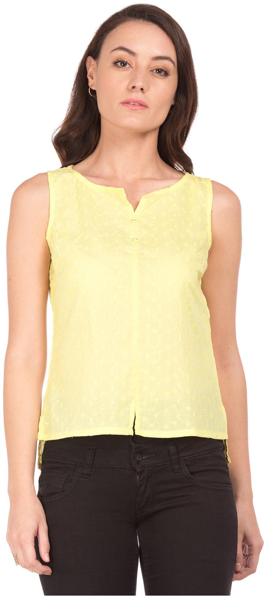 

Bronz Women Embroidered Regular top - Yellow