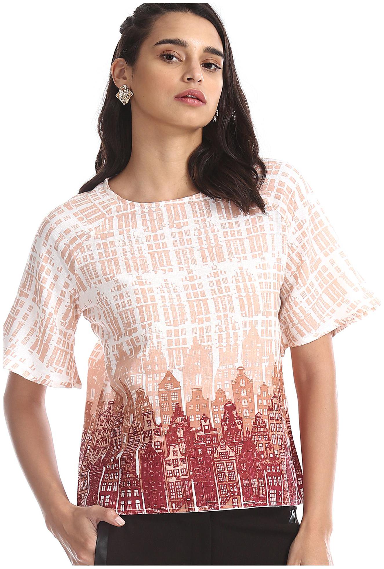 

Bronz Women Printed Regular top - White