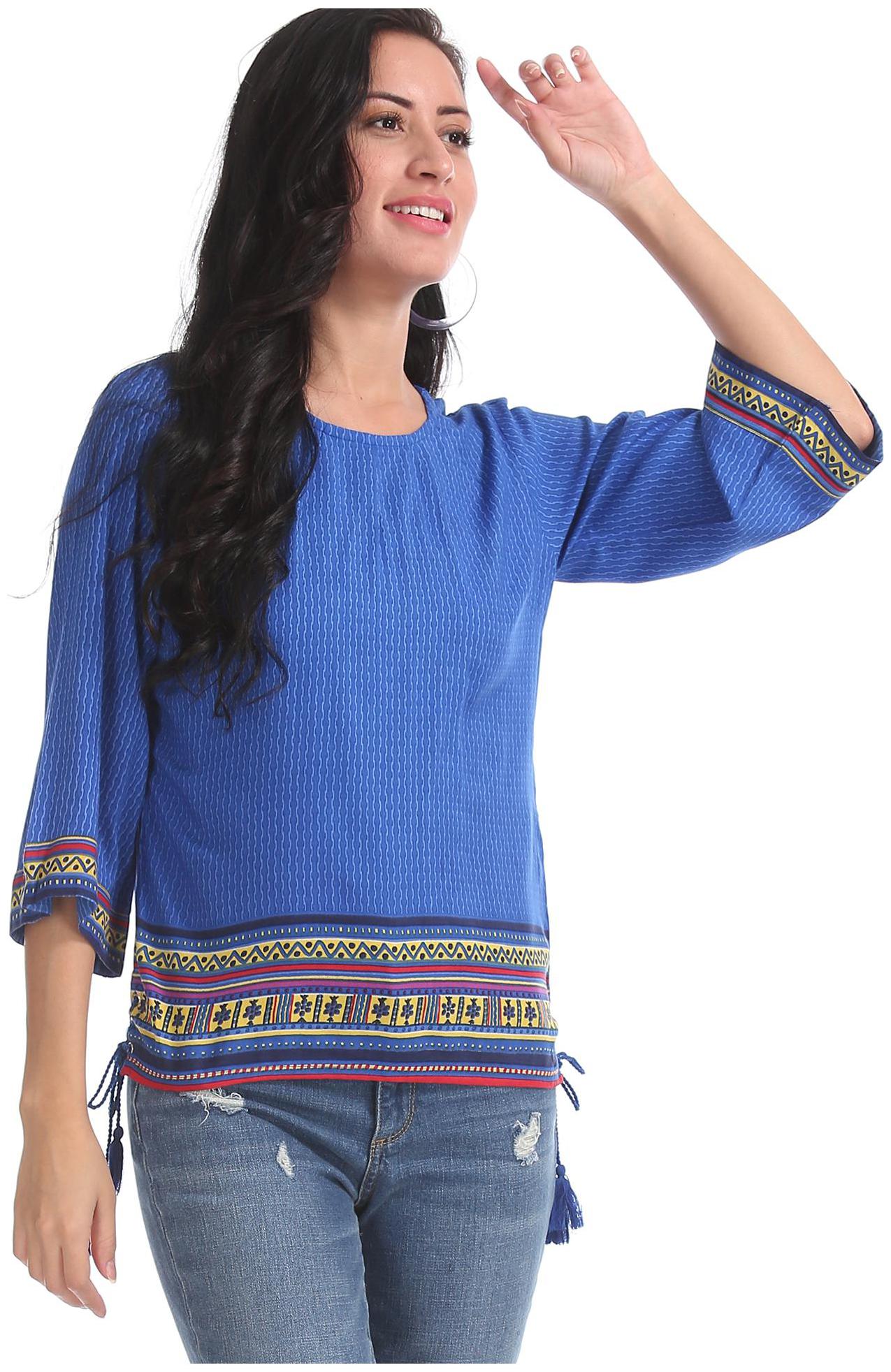 

Bronz Women Printed Regular top - Blue