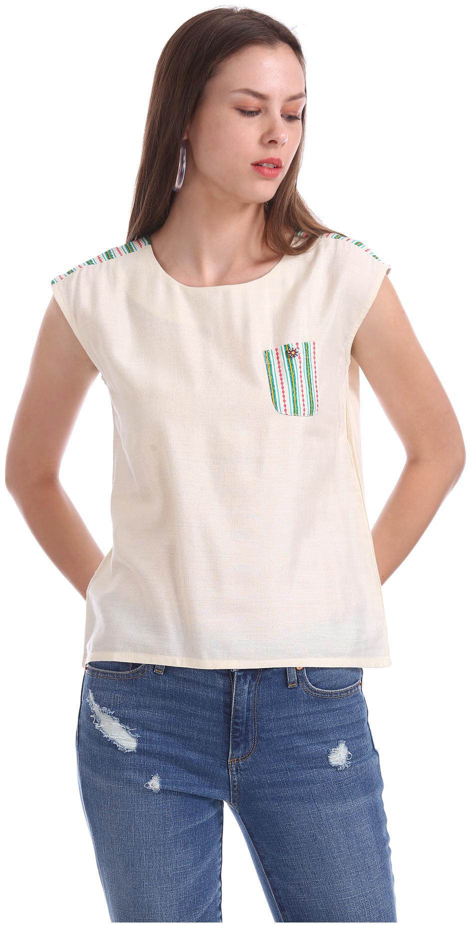 

Bronz Women Striped Regular top - White