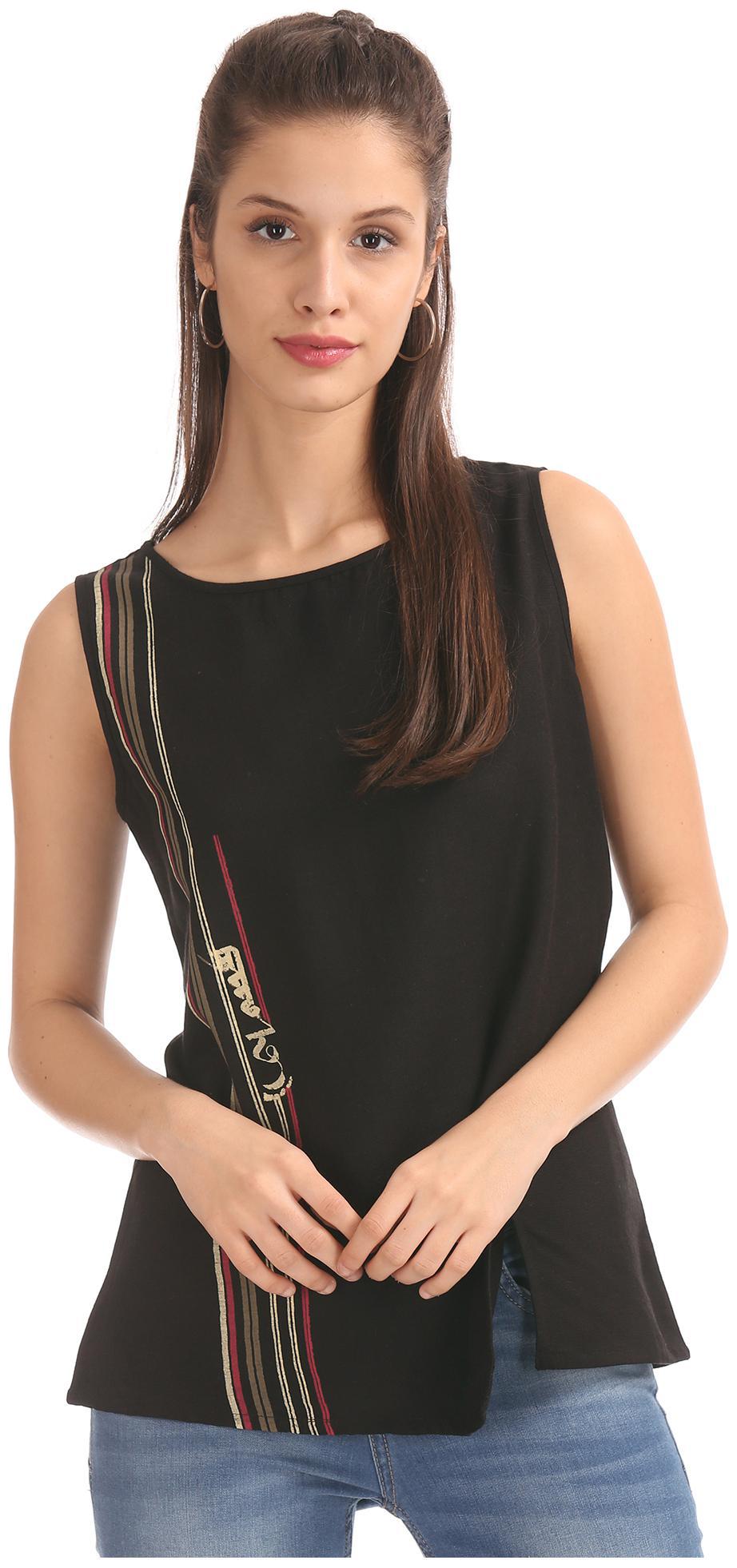

Bronz Women Printed Regular top - Black