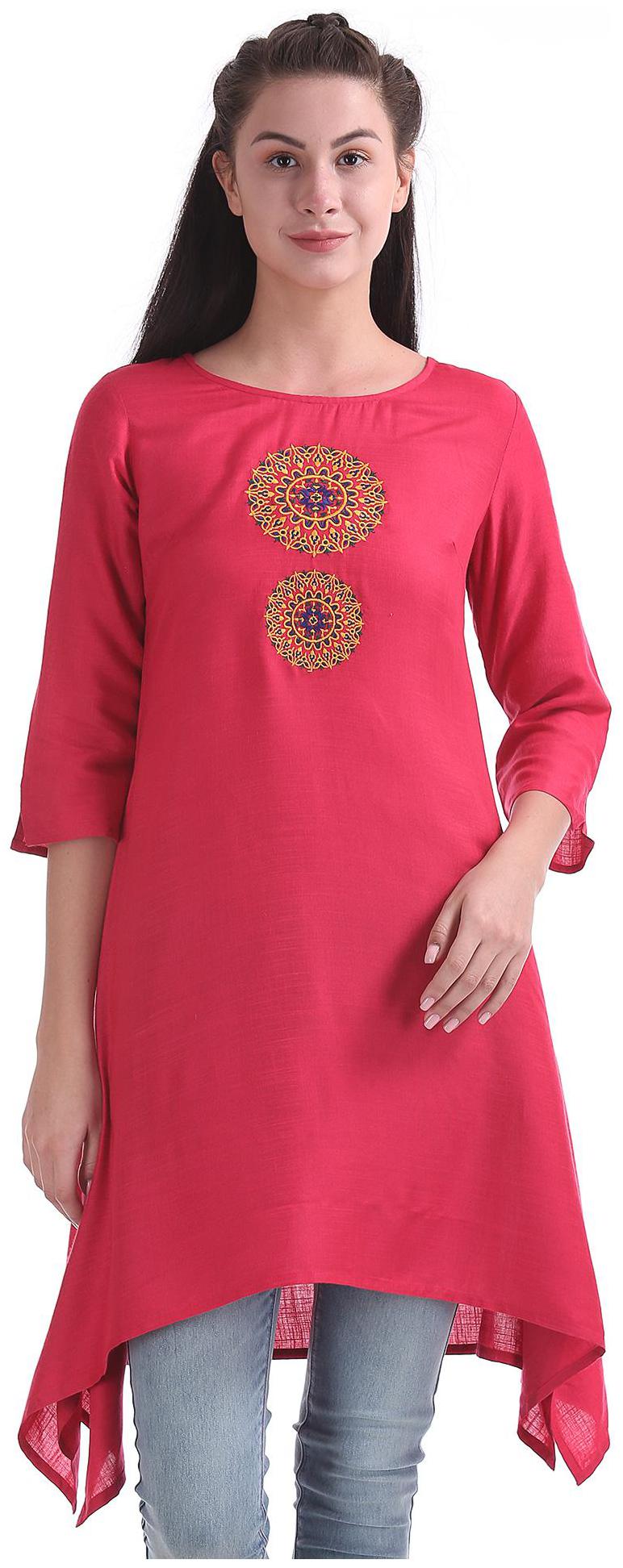 

Bronz Women Embroidered Regular tunic - Pink