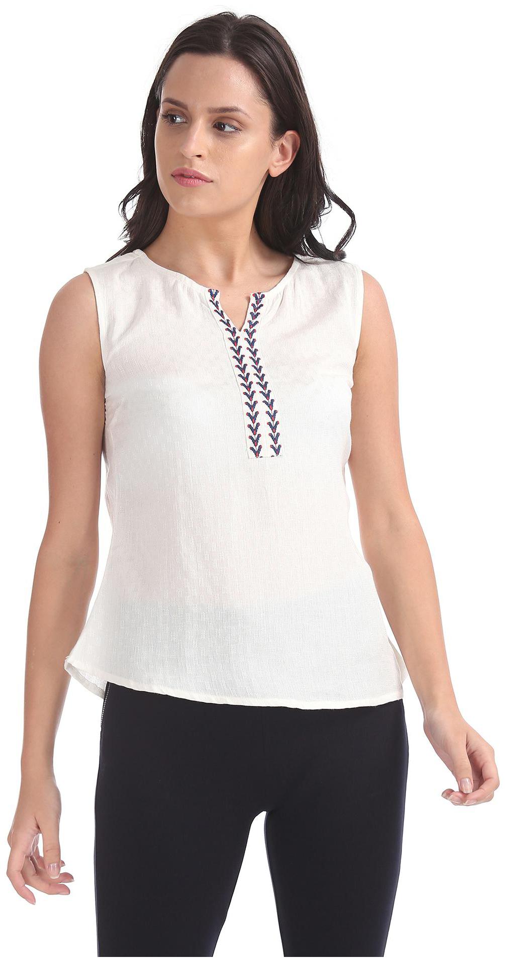 

Bronz Women Self design Regular top - White