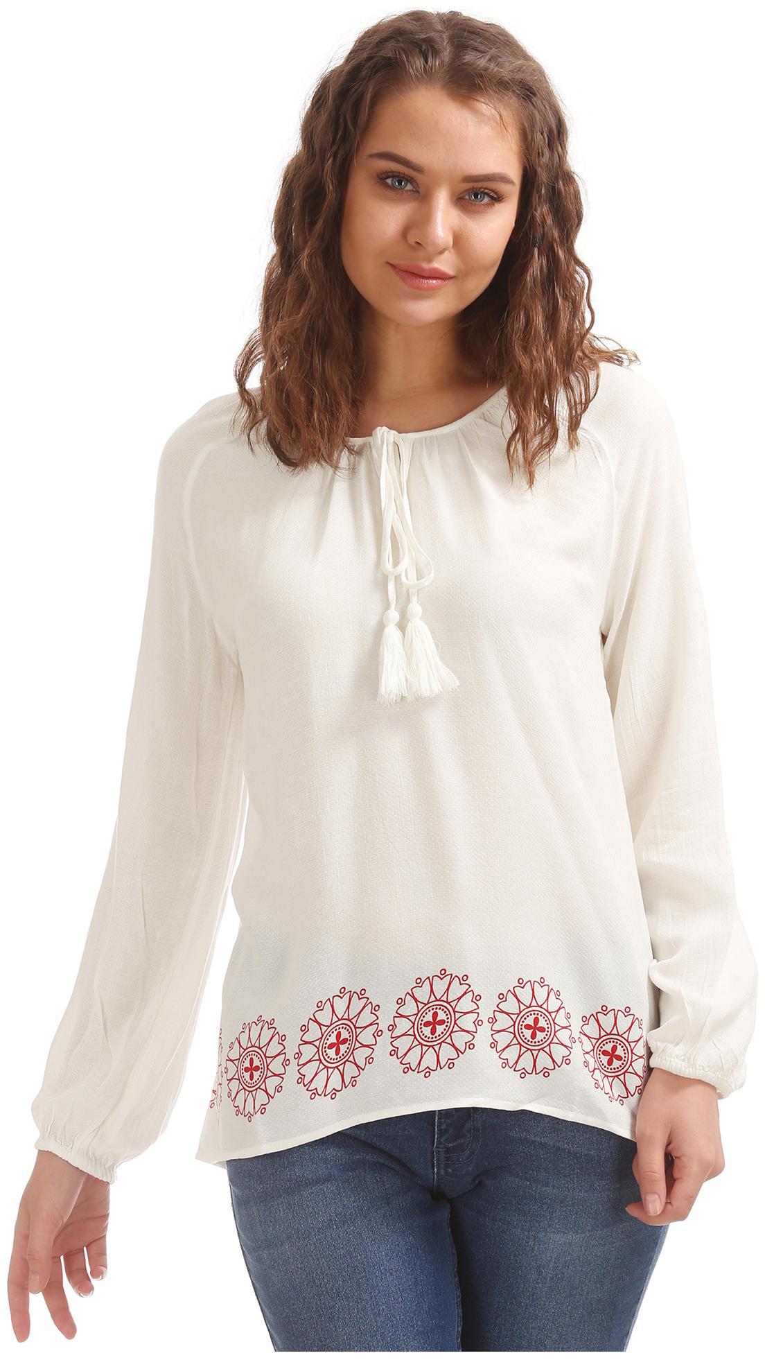 

Bronz Women Self design Regular top - White