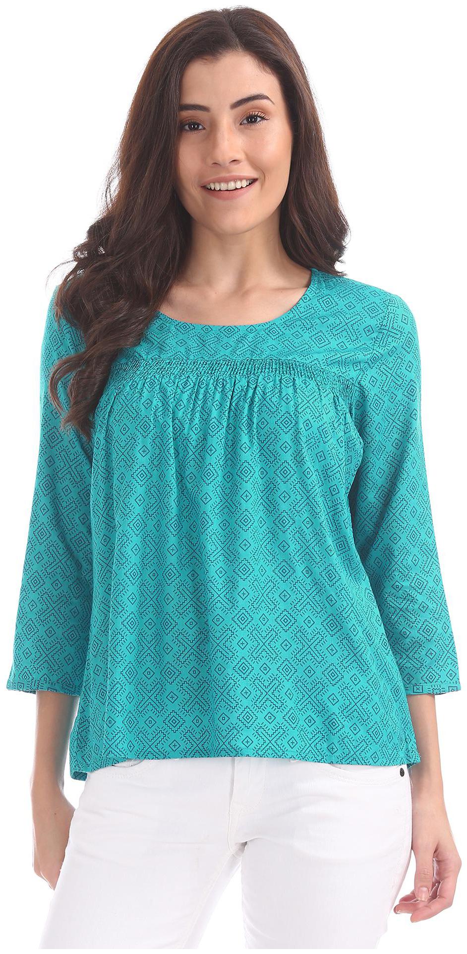 

Bronz Women Printed Regular top - Blue