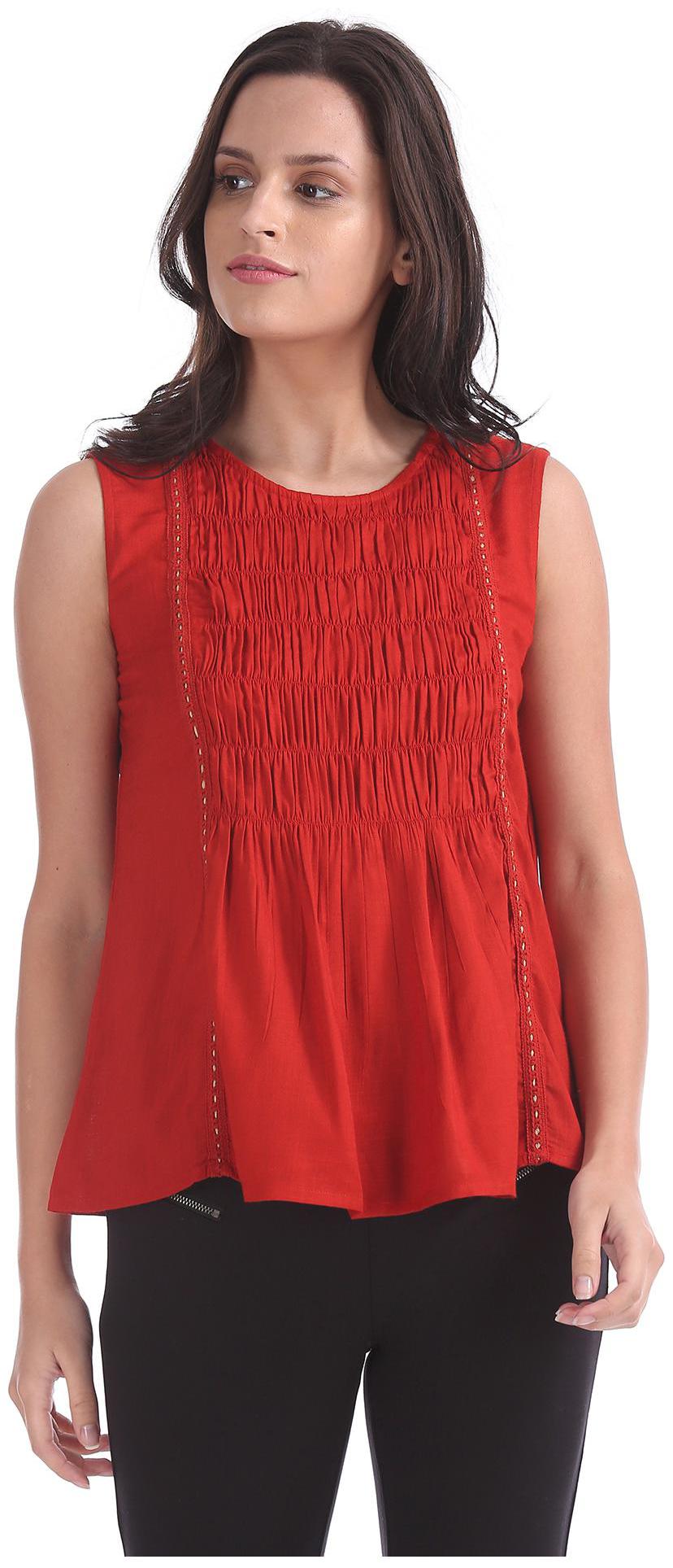 

Bronz Women Embroidered Regular top - Orange