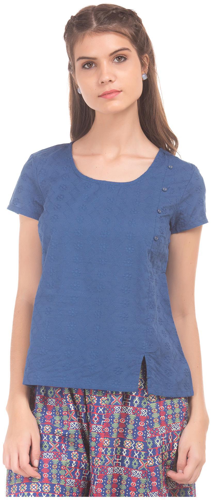 

Bronz Women Embroidered Regular top - Blue
