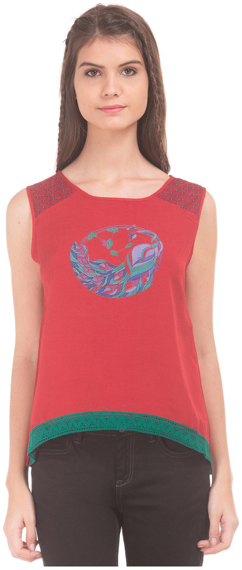 

Bronz Women Printed Regular top - Red