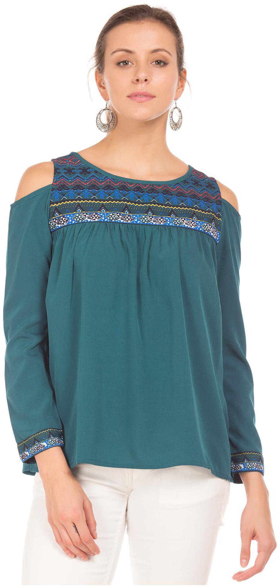 

Bronz Women Printed Regular top - Green