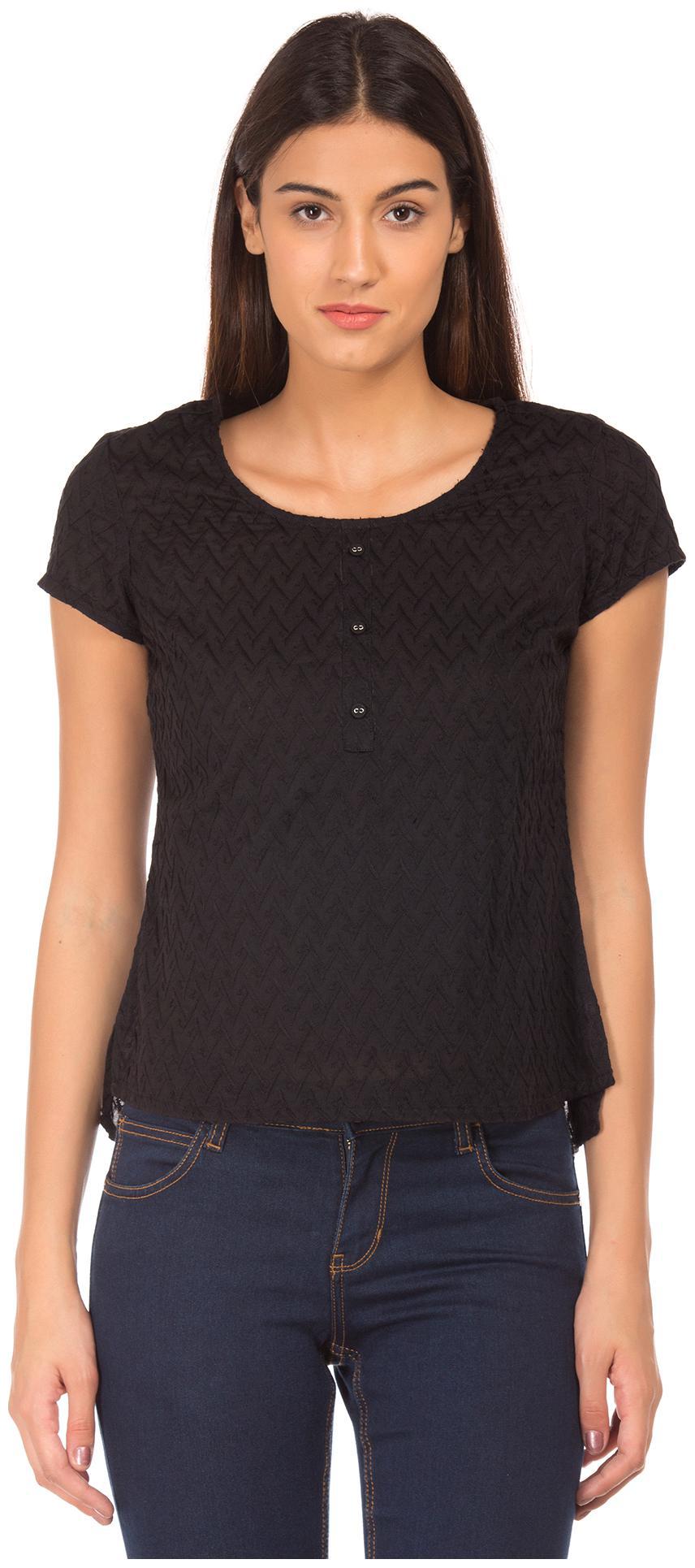 

Bronz Women Embroidered Regular top - Black