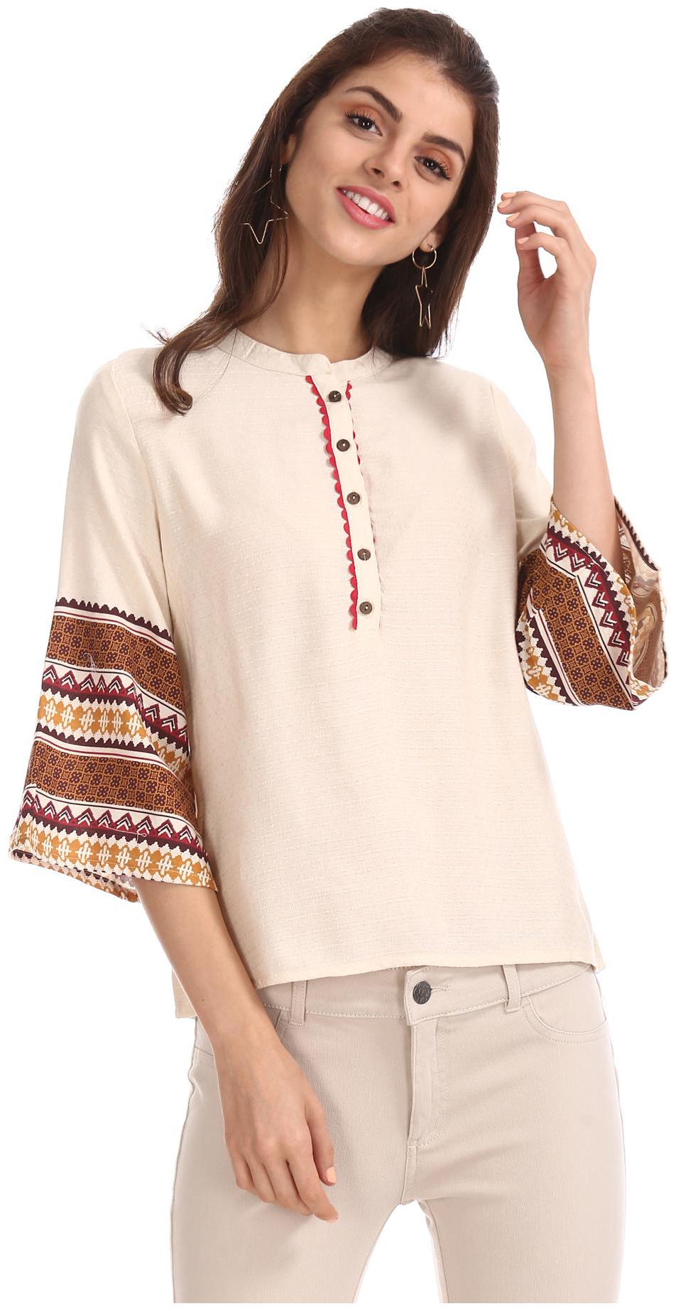 

Bronz Women Self design Regular top - Beige