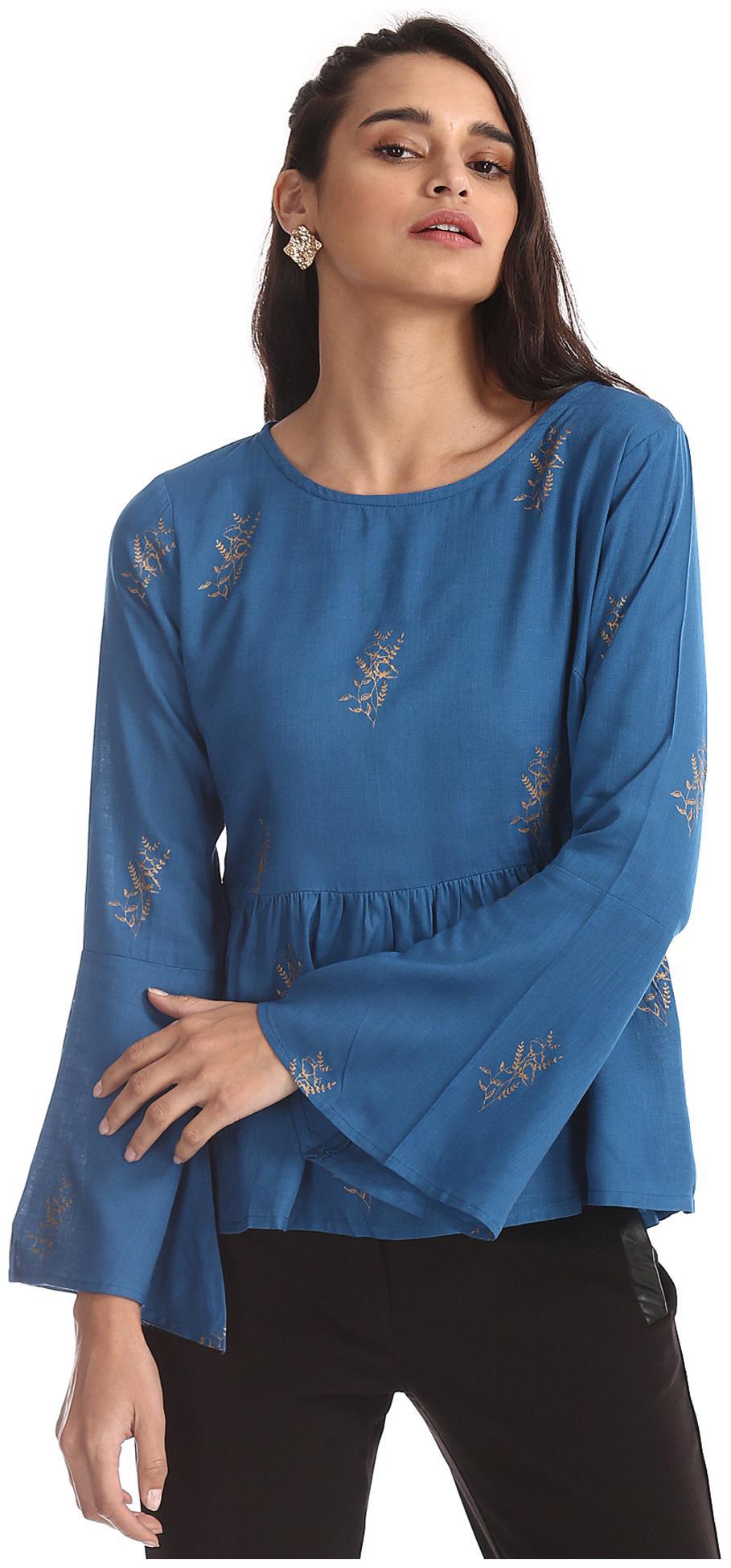 

Bronz Women Printed Regular top - Blue