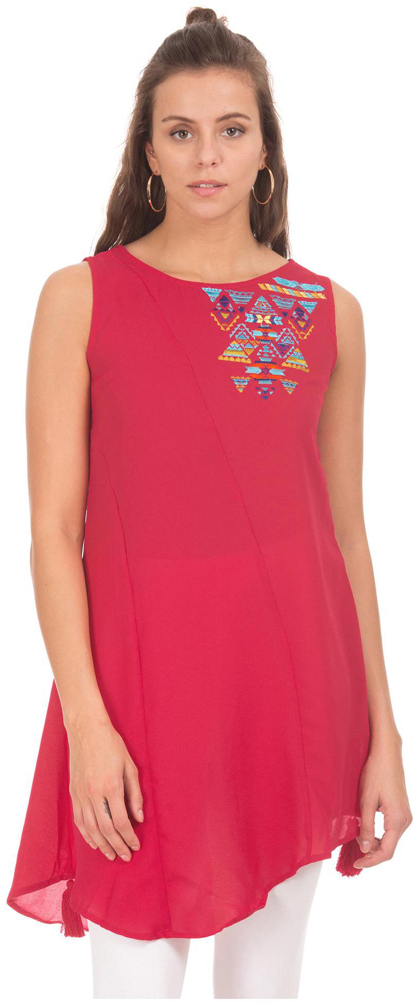 

Bronz Women Embroidered Regular tunic - Pink