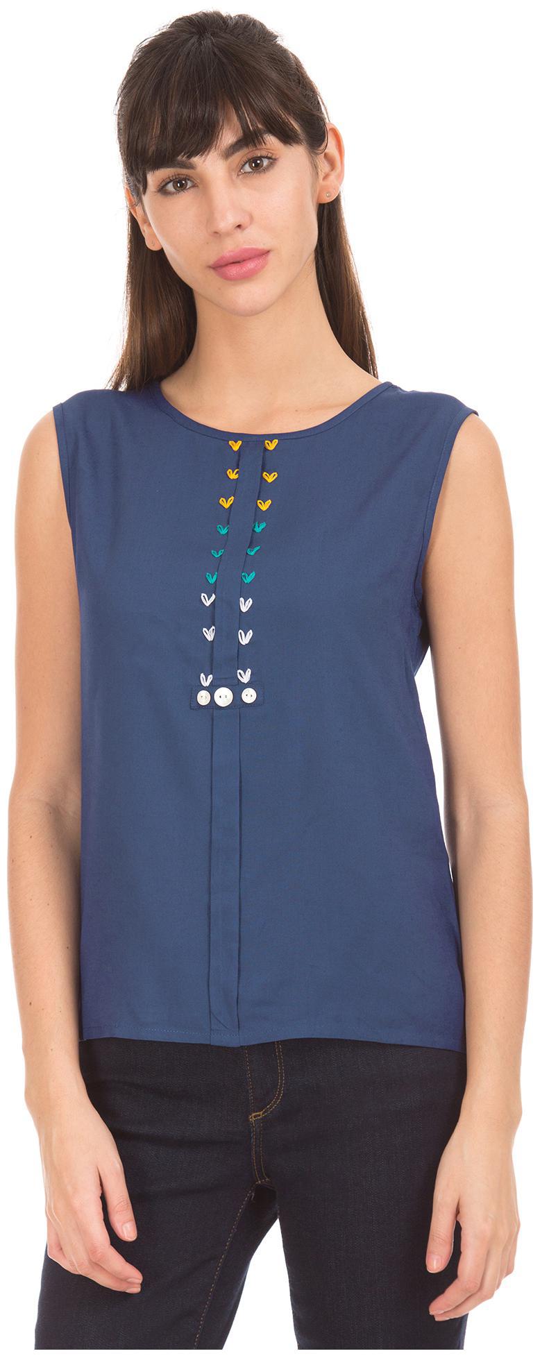 

Bronz Women Embroidered Regular top - Blue