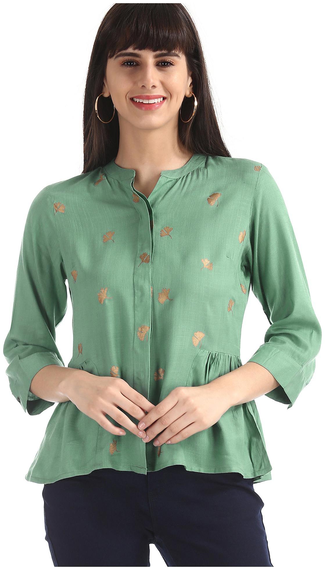 

Bronz Women Printed Regular top - Green