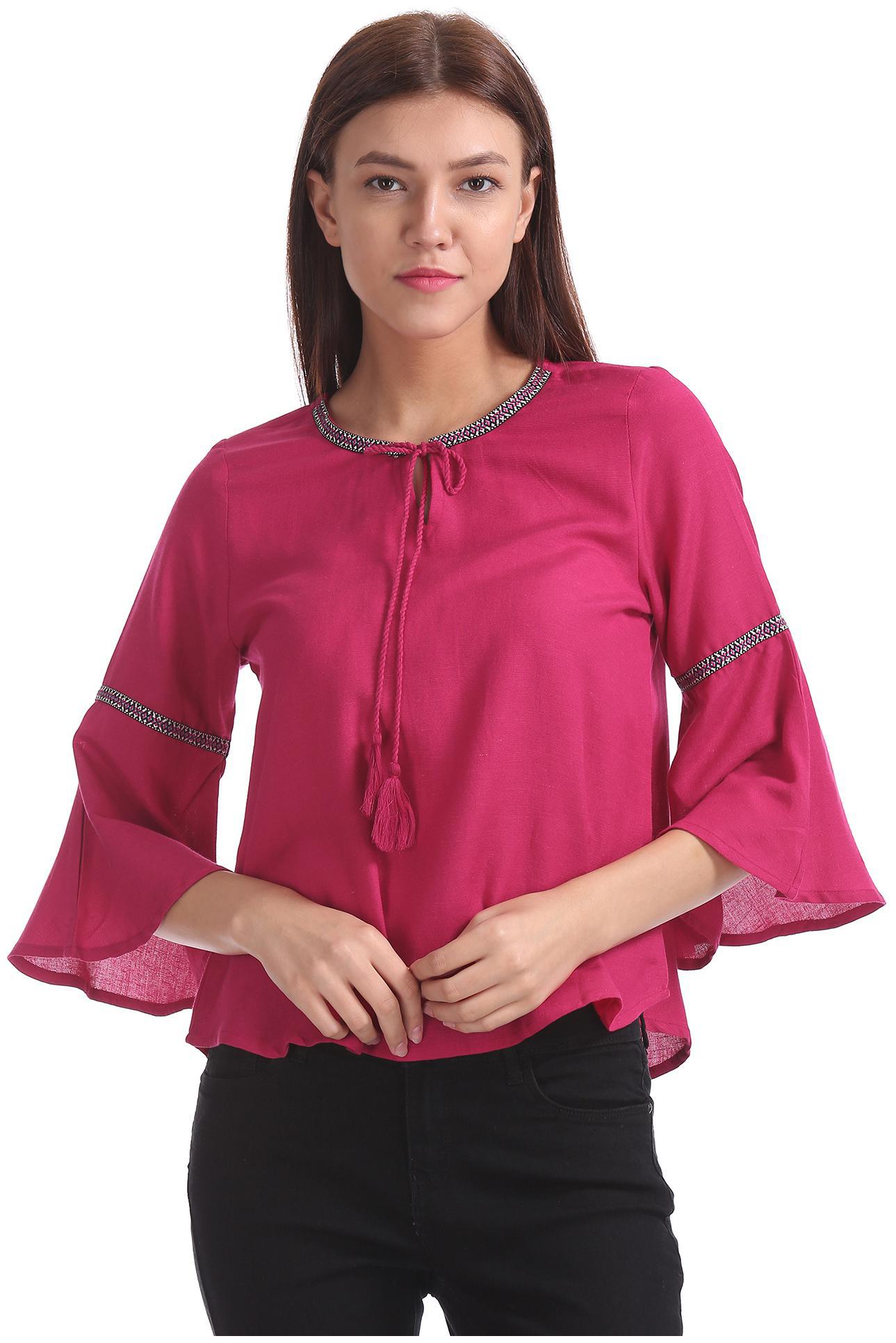 

Bronz Women Solid Regular top - Pink