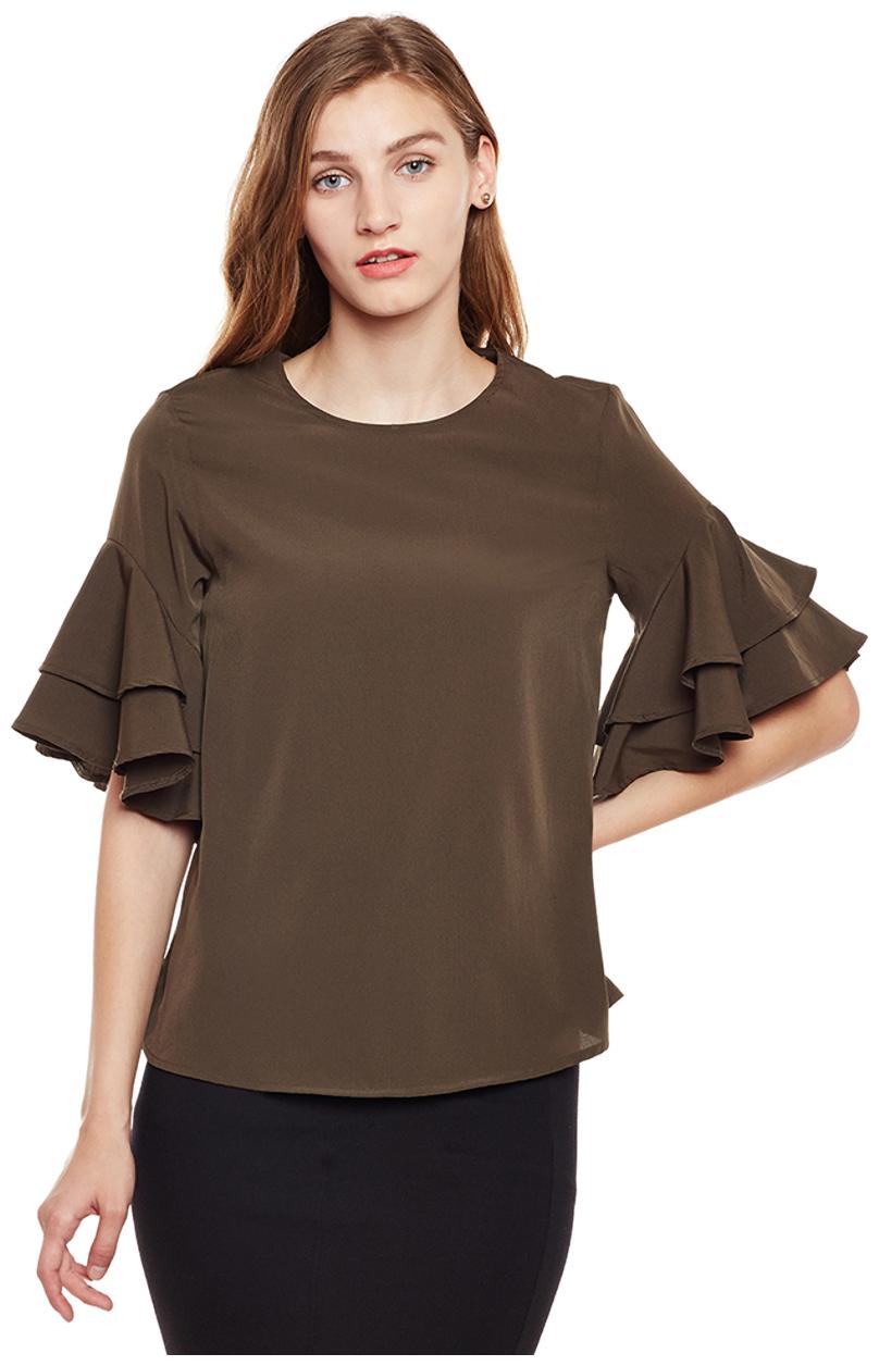 

Oxolloxo Women Solid Regular top - Brown