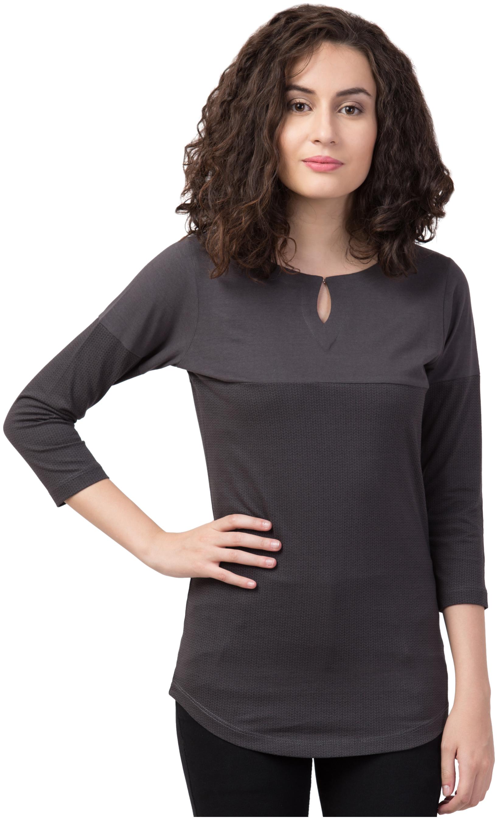

Brown Color 3 4 Sleeve Round Neck Trendy Women s T-Shirt