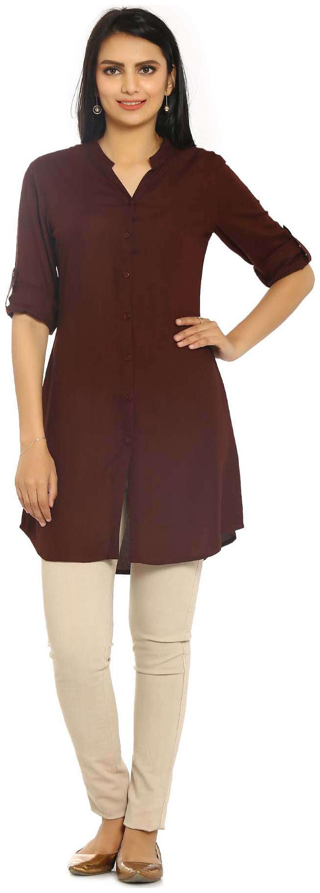 

Brown Rayon Solid Tunic