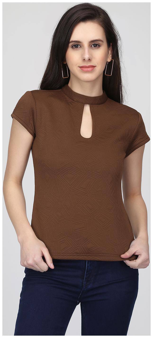

EAVAN Women Solid Blouson top - Brown