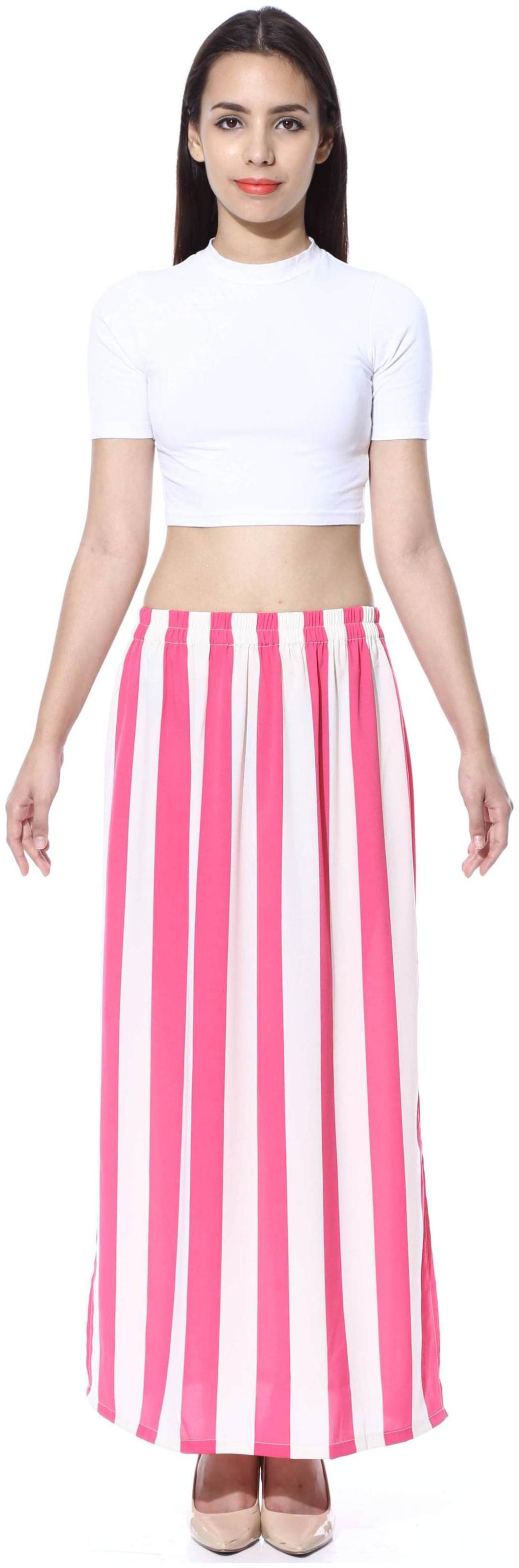 

FabnFab Printed A-line skirt Maxi Skirt - Pink