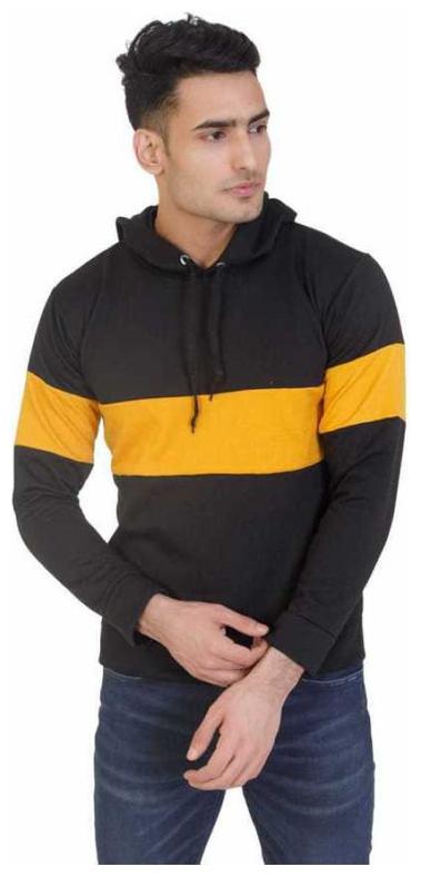 

Bufzone Men Black Yellow Hooded Sweatshirt