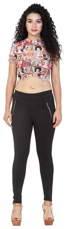 

Bufzone Lycra Solid Black Jeggings For Women