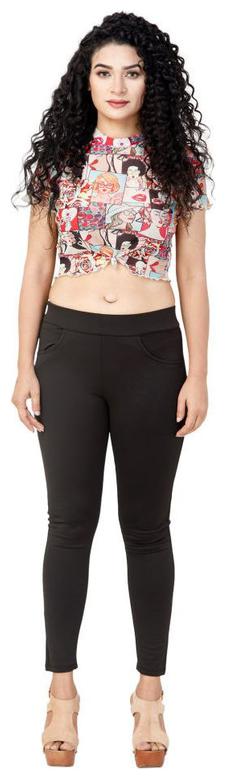 

Bufzone Lycra Solid Black Jeggings For Women