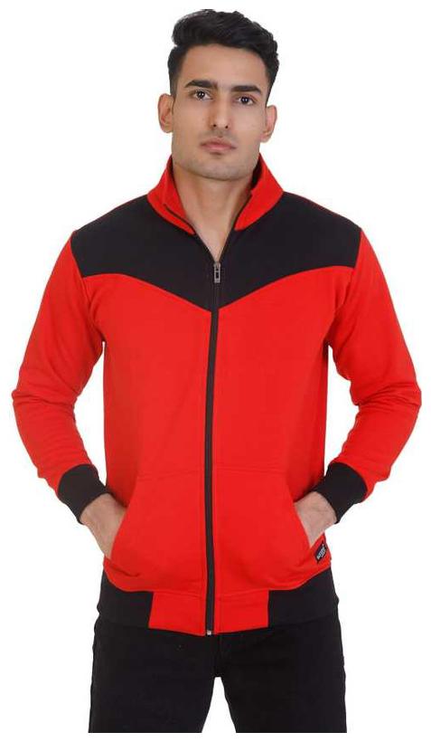 

Bufzone Men Red Black Colorblocked Windcheater jacket