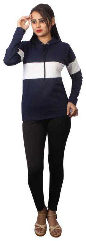 

Bufzone Women Colourblocked Sweatshirt - Blue
