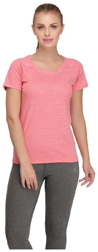 

BUILT NATURAL Women Solid Sports T-Shirt - Pink