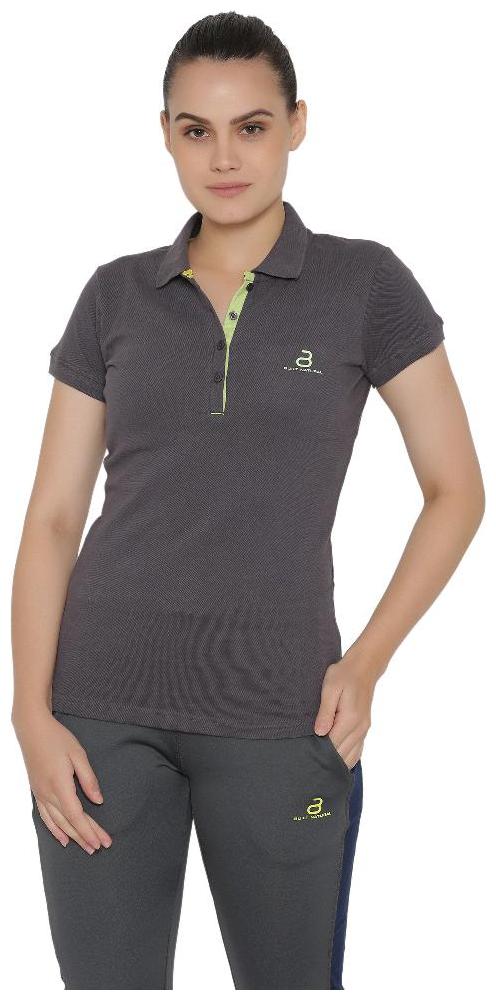 

BUILT NATURAL Women Solid Sports T-Shirt - Grey