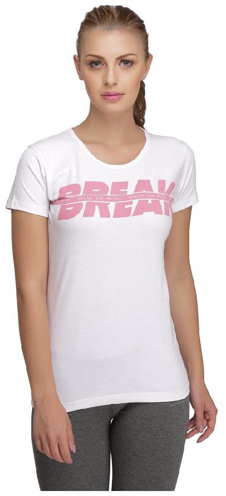 

BUILT NATURAL Women Printed Sports T-Shirt - White