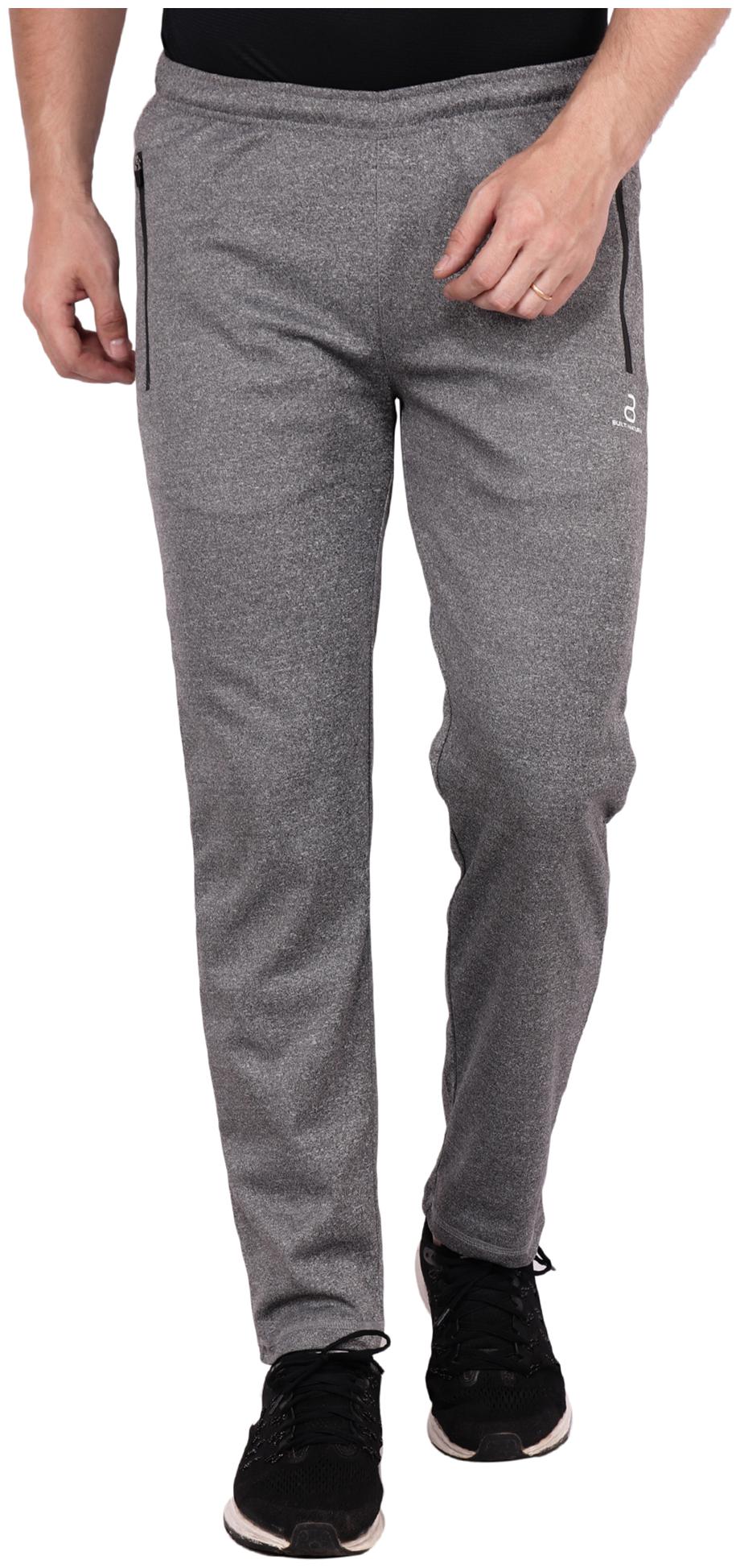 

Built Natural Polyester Lightweight Training or Gym Men Track Pants - Grey