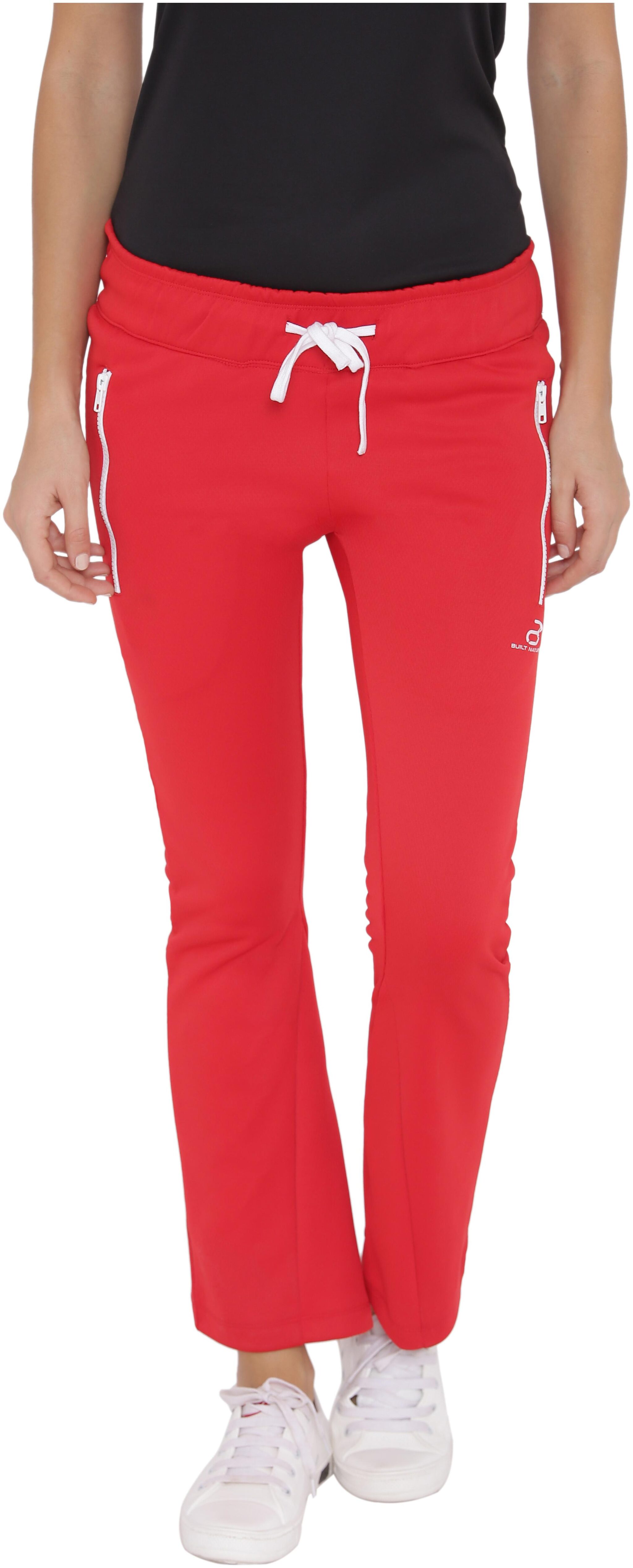 

BUILT NATURAL Women Regular fit Polyester Solid Track pants - Red