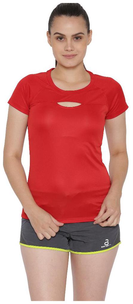 

BUILT NATURAL Women Solid Sports T-Shirt - Red