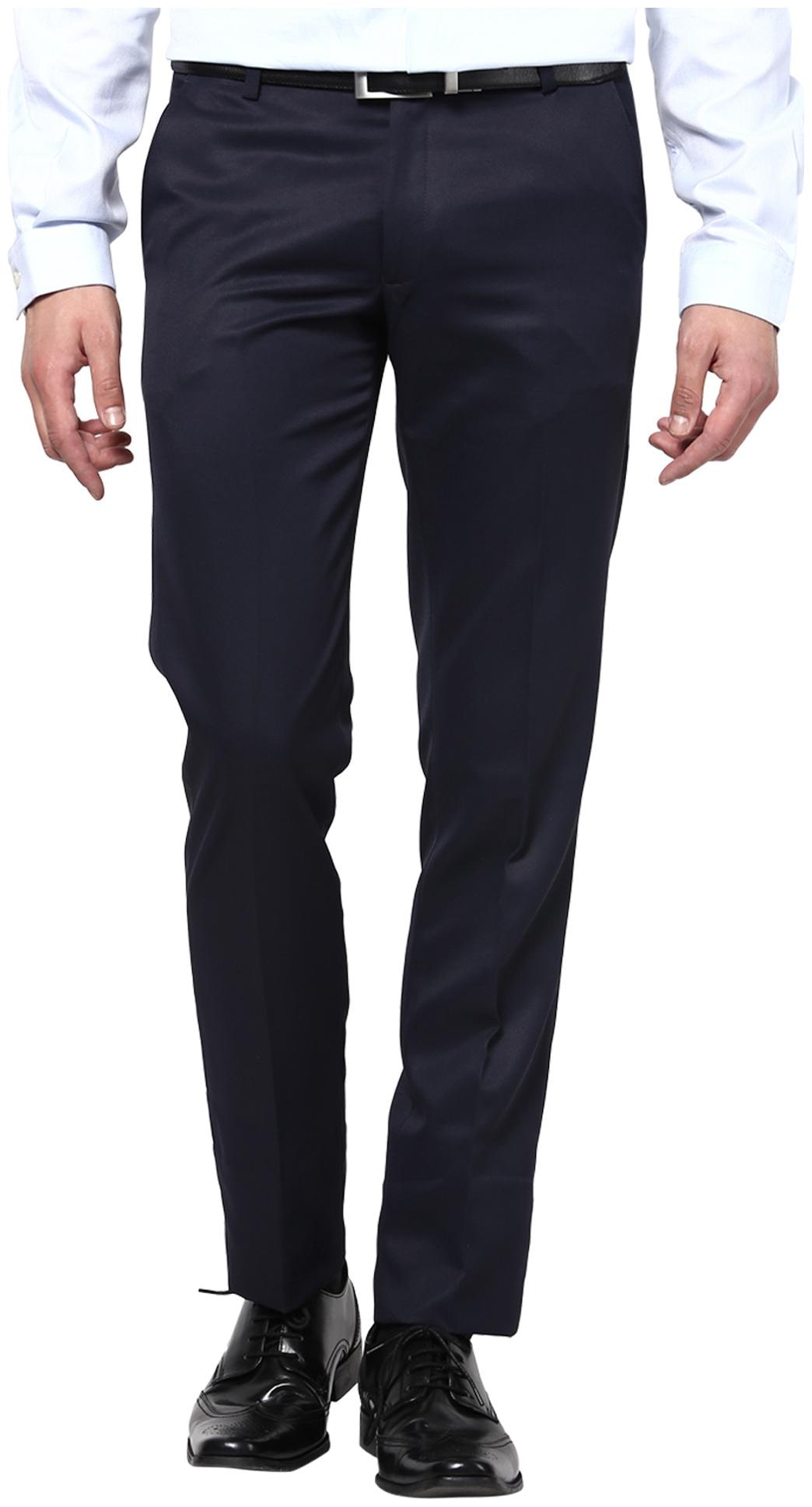 

BUKKL Men Solid Regular Fit Formal Trouser - Blue