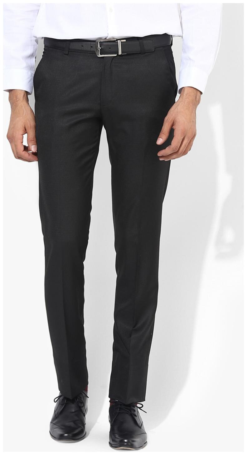

BUKKL Men Solid Regular Fit Formal Trouser - Black