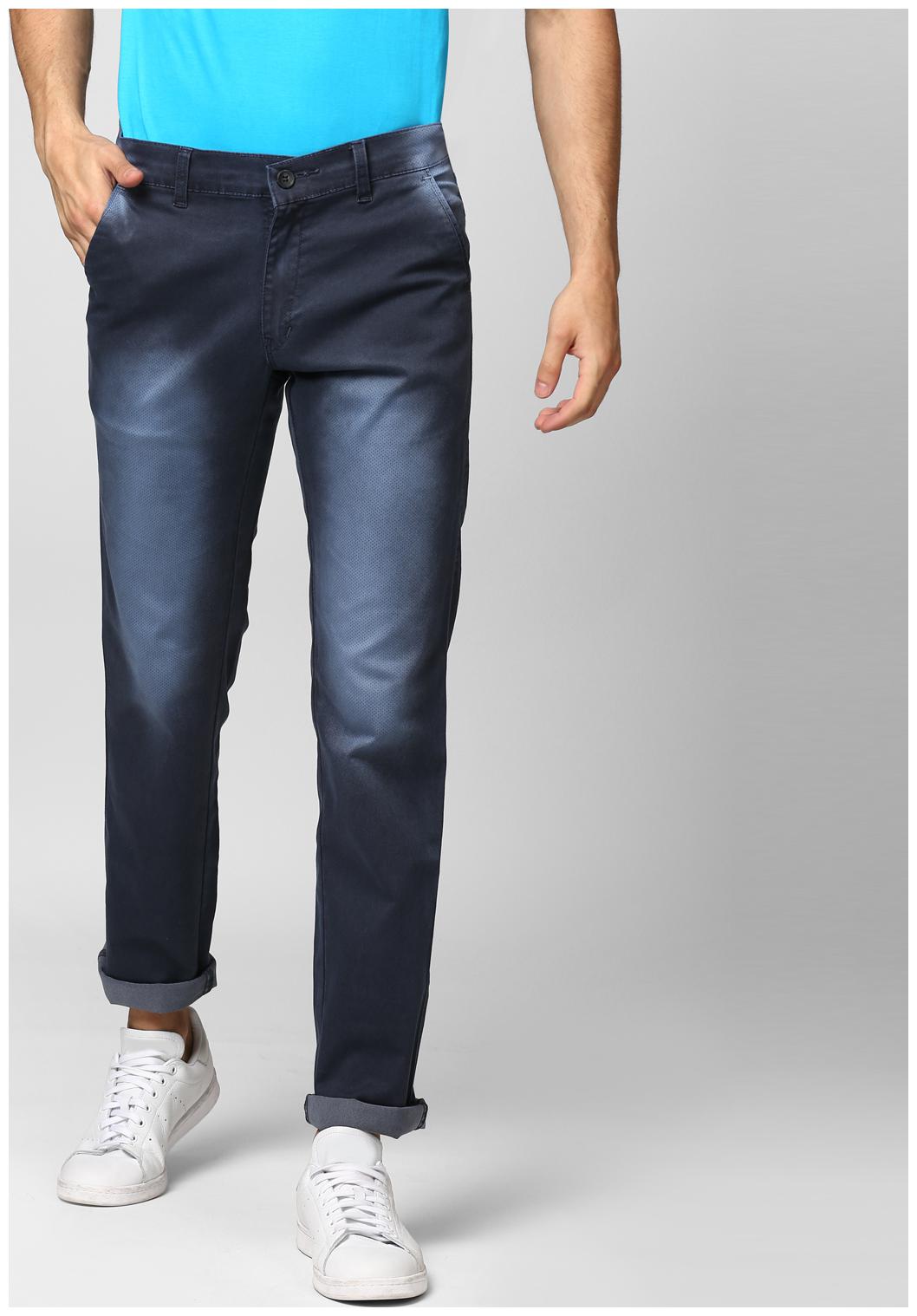 

BUKKL Men Blue Printed Tapered fit Chinos