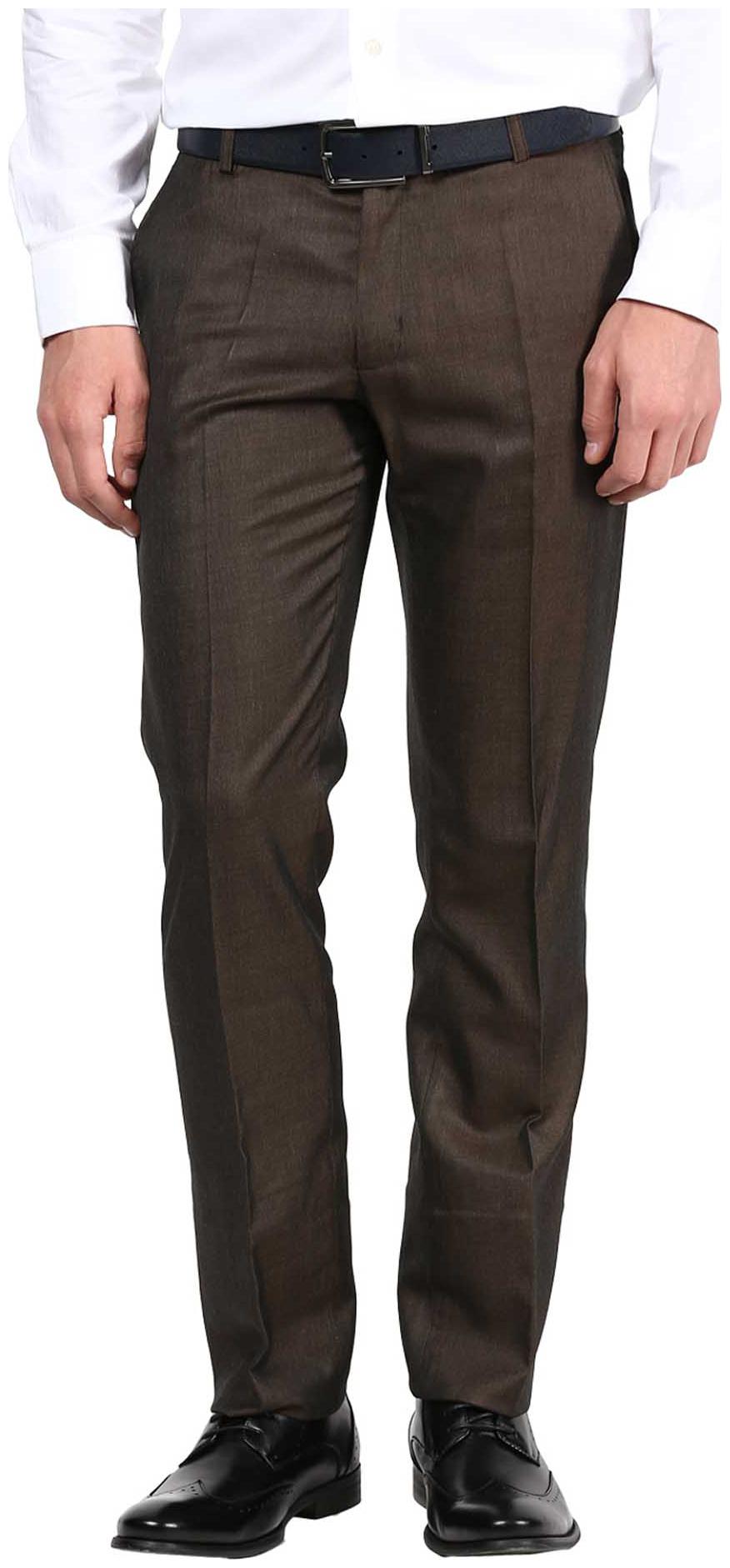 

BUKKL Men Solid Slim Fit Formal Trouser - Brown