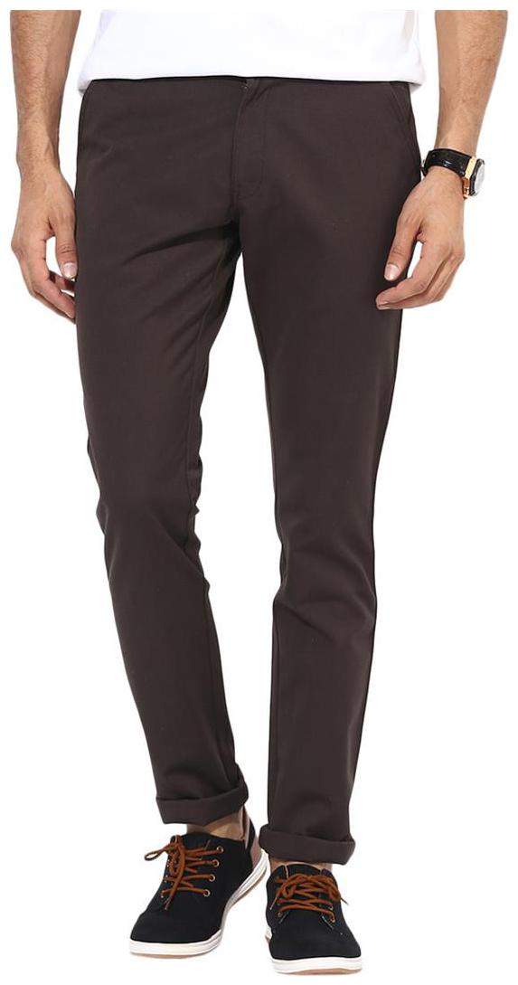 

BUKKL Men Brown Solid Slim fit Regular trousers