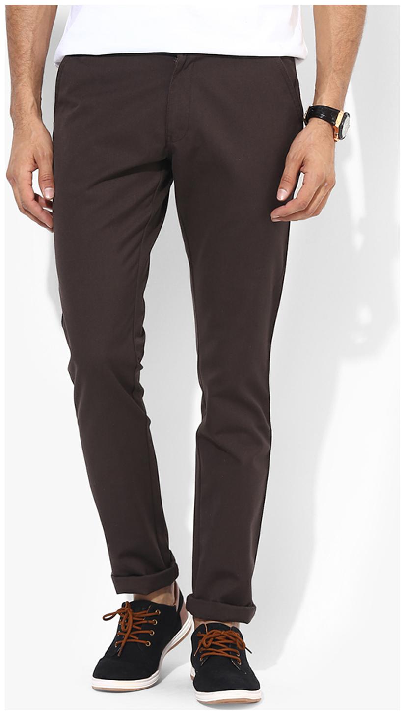 

BUKKL Men Brown Solid Slim fit Regular trousers