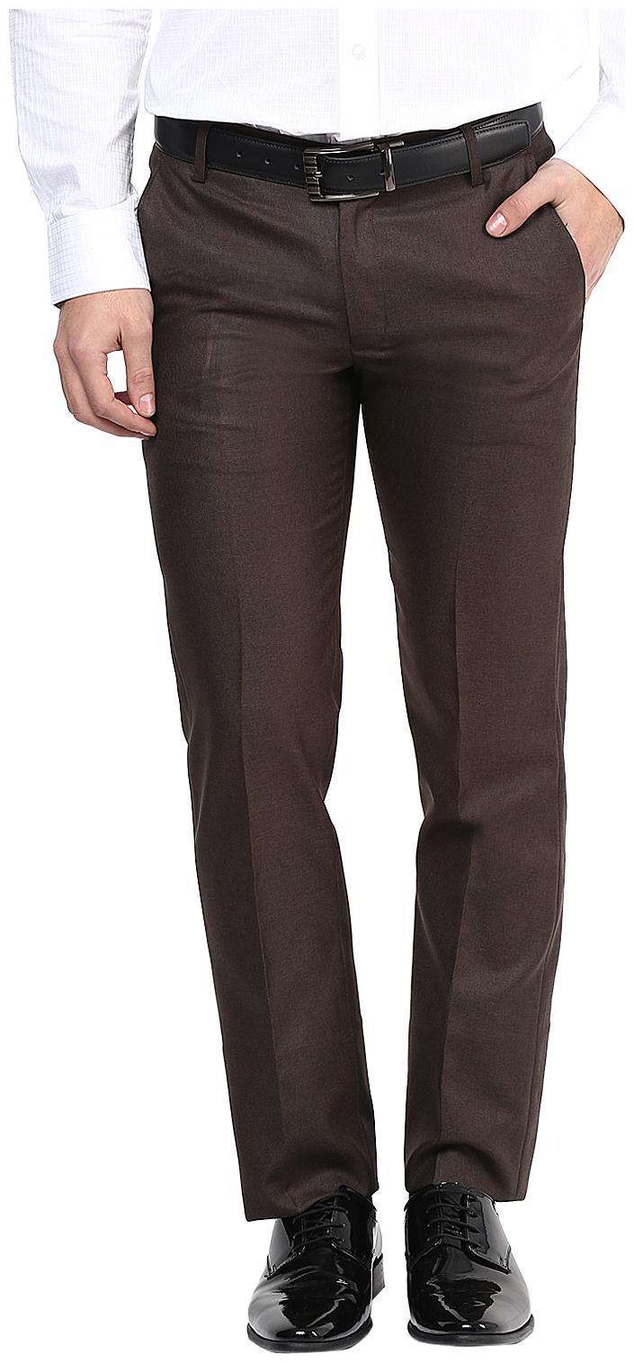 

BUKKL Men Solid Slim Fit Formal Trouser - Brown