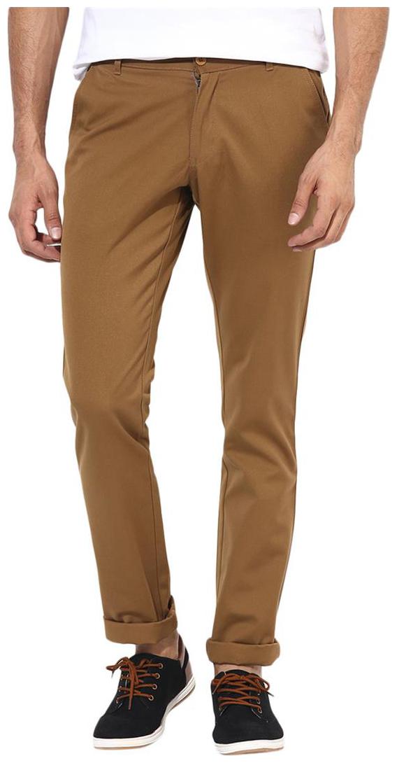 

BUKKL Men Brown Solid Slim fit Chinos